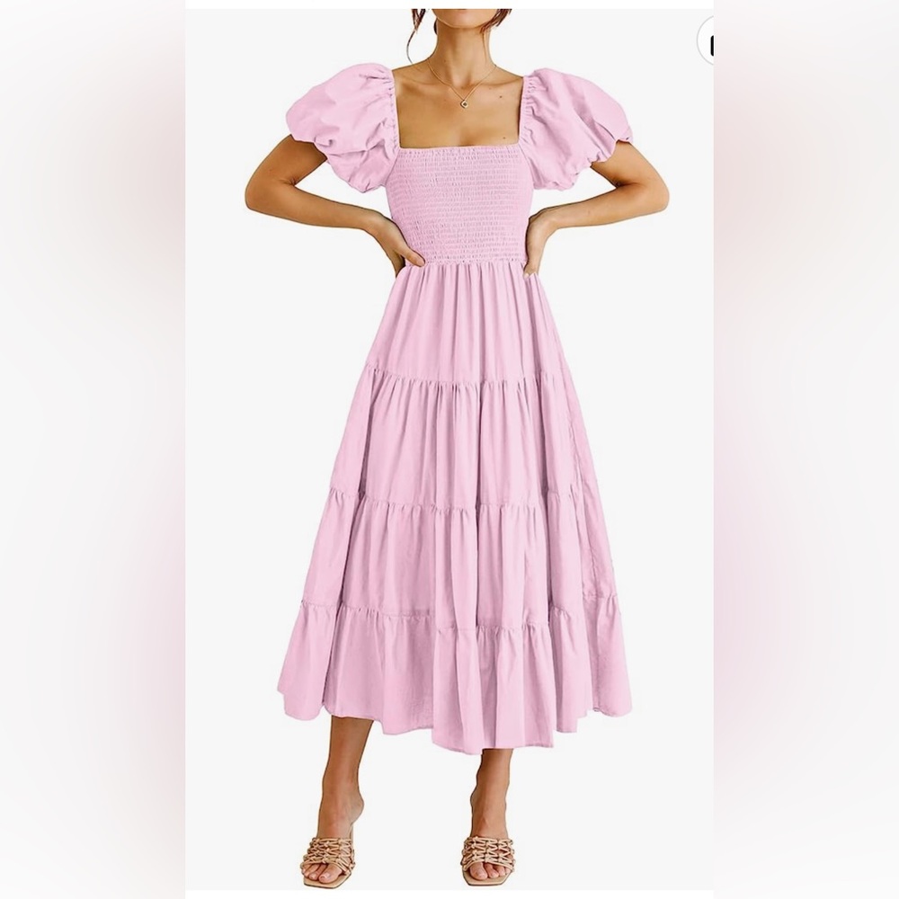 Amazon pink ruffled tier dress